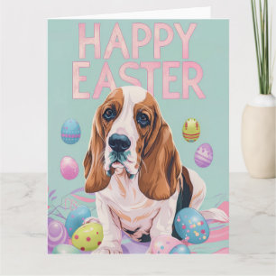 Tarjeta Basset Hound Happy Easter