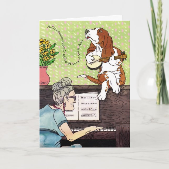 Tarjeta Basset Hound - Howling Cumpleaños (Anverso)