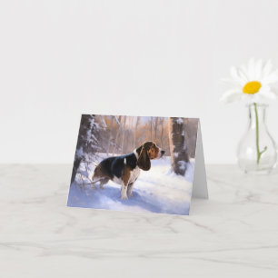 Tarjeta Basset Hound Let It Snow Navidades