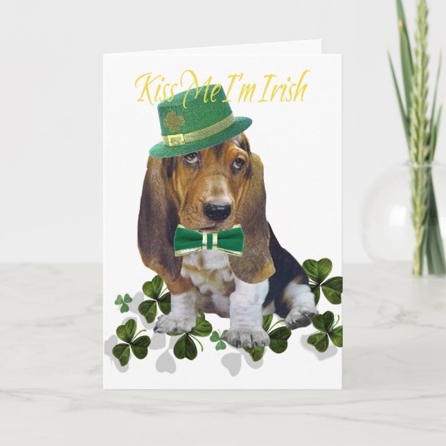 Tarjeta Basset Hound me besa soy irlandés (Anverso)