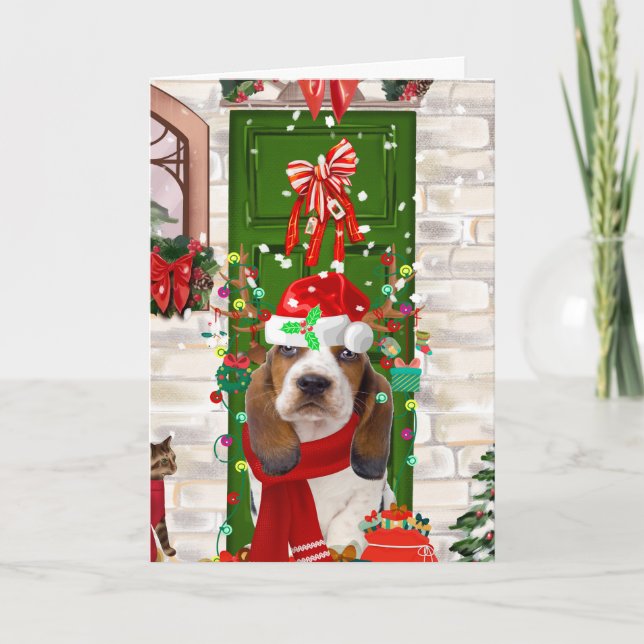 Tarjeta Basset Hound Navidad   (Anverso)