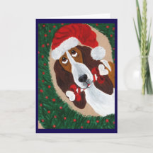 Basset Hound Santa mirando a través de la Corona