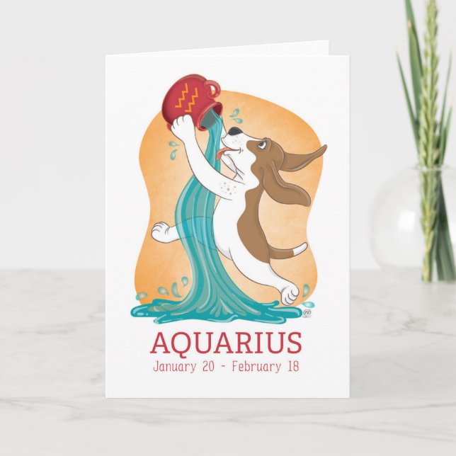 Tarjeta Basset Hound Zodiac Aquarius (Anverso)