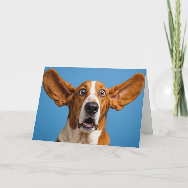Tarjeta Bastante Hound sorprendido cumpleaños (Anverso)
