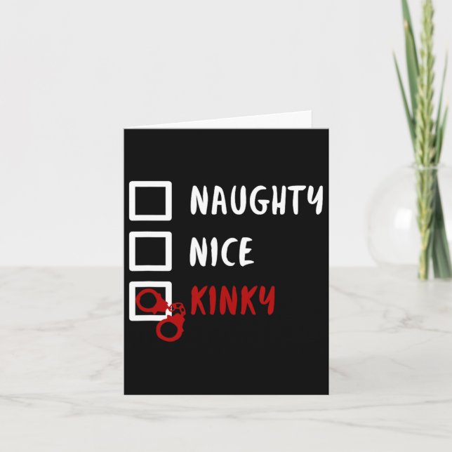 Tarjeta Bastante traviesa Navidades Kinky Lista de esposas (Anverso)
