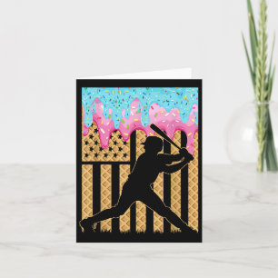 Tarjeta Bastón de béisbol Chicas Bat Drin Ice Cream Ame