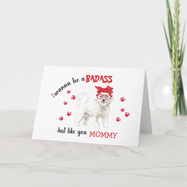 Tarjeta Bastón feliz del día de la madre por el perro de l (Anverso)