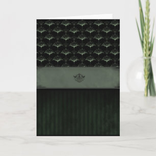 Tarjeta Bat Damask Card - Dark Moss