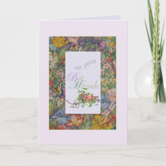 TARJETA BAT MITZVAH FLORAL BREETING (Anverso)