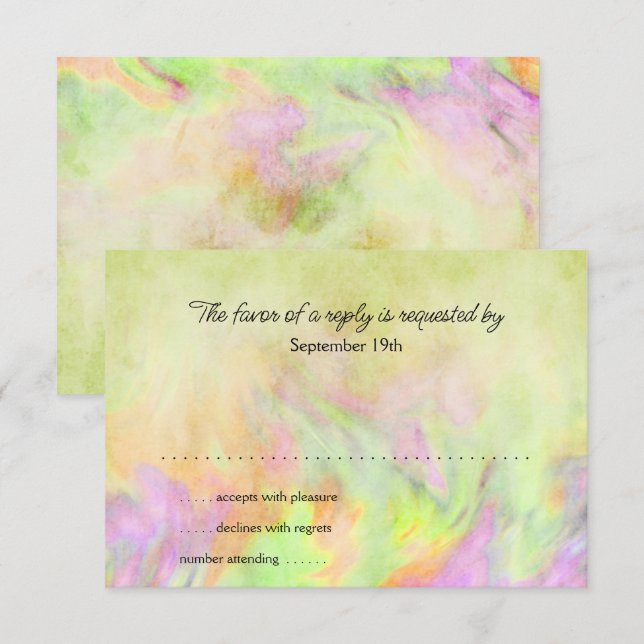 Tarjeta Bat Mitzvah Lime Green Tie Dye RSVP (Anverso / Reverso)