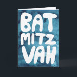 Tarjeta BAT MITZVAH Personalizable Blue Watercolour Congra<br><div class="desc">Texto dibujado a mano por mí para ti con un fondo acuarela colorido. Añade tu propio texto al interior de la tarjeta. Para más diseños y colores, revisa mi tienda! O hazme saber si quieres algo personalizado. También tengo papel de envoltura correspondiente y por supuesto versiones de Bar y Bat...</div>