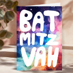 Tarjeta BAT MITZVAH Personalizable Galaxia Arcoíris Felici<br><div class="desc">Texto dibujado a mano por mí para ti con un fondo colorido de arcoíris. Agrega tu propio texto al interior de la tarjeta. Para más diseños y colores revisa mi tienda. O déjame saber si deseas algo personalizado. También tengo papel de regalo a juego y por supuesto versiones de Bar...</div>