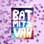 Tarjeta BAT MITZVAH Personalizable Galia Arcoiris Felicita<br><div class="desc">Texto dibujado a mano por mí para ti con un fondo de arcoiris colorido. Añade tu propio texto al interior de la tarjeta. Para más diseños y colores, revisa mi tienda! O hazme saber si quieres algo personalizado. También tengo papel de envoltura correspondiente y por supuesto versiones de Bar y...</div>