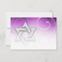 Tarjeta Bat Mitzvah Raspberry Shimmer Star RSVP