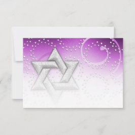 Tarjeta Bat Mitzvah Raspberry Shimmer Star RSVP