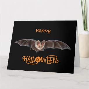 Tarjeta Bat Pipistrellus Ilustracion Halloween Black