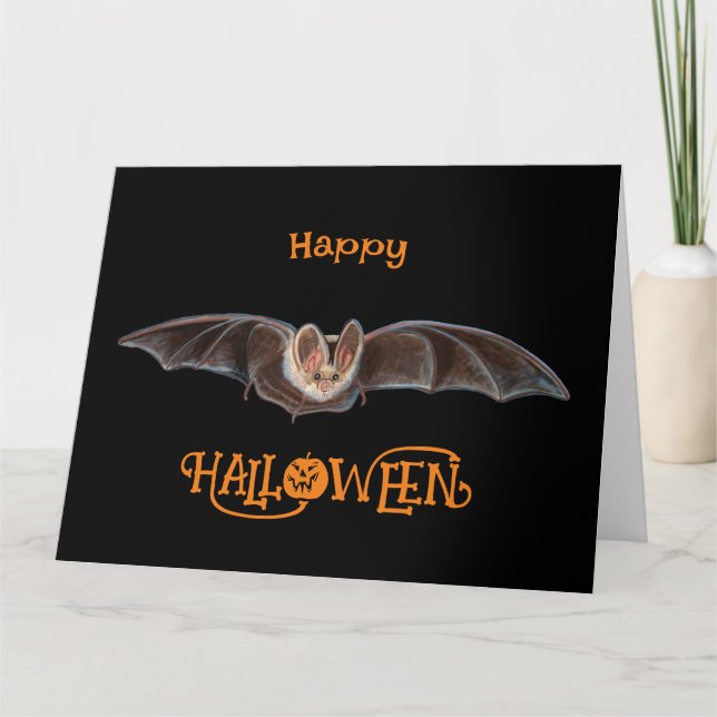 Tarjeta Bat Pipistrellus Ilustracion Halloween Black (Anverso)