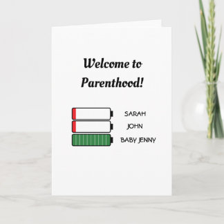 Tarjeta batería divertida mamá papá bebé bienvenidos a la