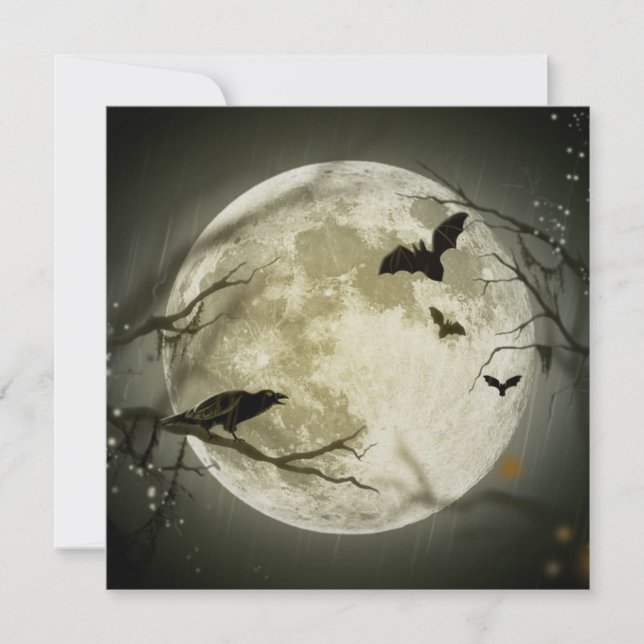 Tarjeta Bats By the Moon en Halloween (Anverso)