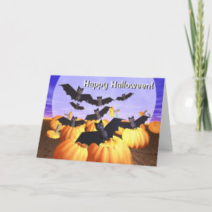 Tarjeta Bats y Calabazas de Halloween