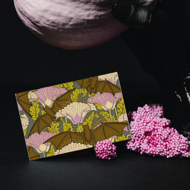 Tarjeta Bats y Flores Art Nouveau (Subido por el creador)