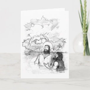 Tarjeta bautismo de Jesús 8x10 greyscale
