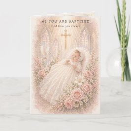 Tarjeta Bautismo Niña Cruz Floral Bautizo