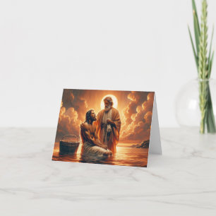 Tarjeta Bautismo personalizado - Jesús bautizado por Juan