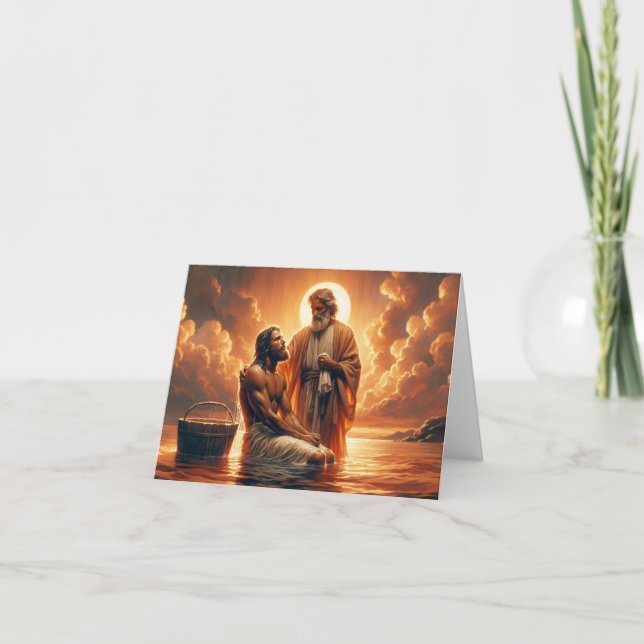 Tarjeta Bautismo personalizado - Jesús bautizado por Juan (Anverso)