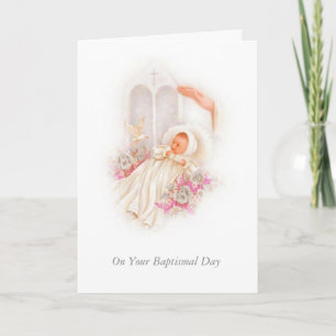 Tarjeta BAUTISMO Rosas de Bendición para Bebé Niña