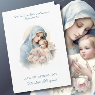 Tarjeta Bautizo de ahijada bebé niña María Jesús