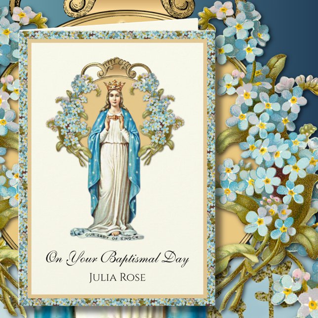 Tarjeta Bautizo de bebé religioso Virgen María  (Subido por el creador)