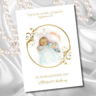 Tarjeta Bautizo del nieto bebé niño bendición