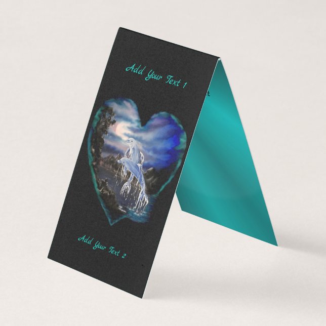 Tarjeta Bay at Night , Dolphin Love Place Card (Anverso)