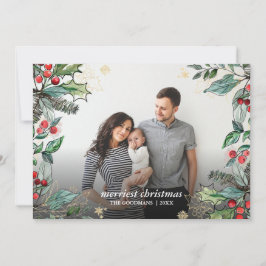 Tarjeta Bayas de Holly Navidad Foto Completa Enmarcada Fie