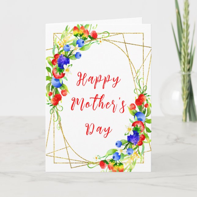 Tarjeta Bayas mixtas de verano Feliz día de la madre (Anverso)