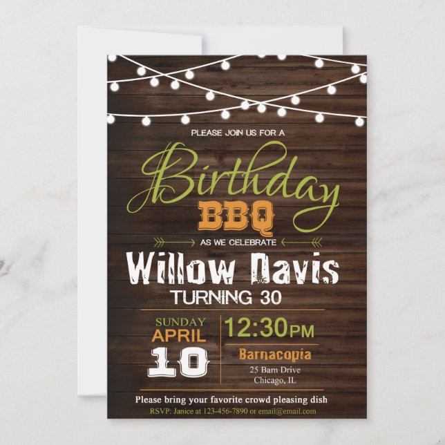 Tarjeta BBQ de cumpleaños (Anverso)