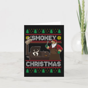 Tarjeta Bbq Santa Grilling Roast Sobre Smokey Chr