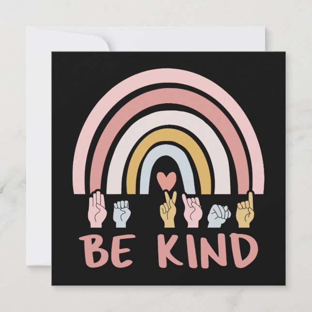 Tarjeta Be Kind ASL III - Lenguaje Rótulo americano (Anverso)