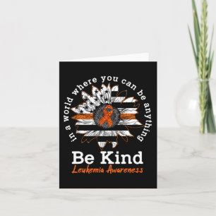 Tarjeta Be Kind Naranja Ribbon Sunflower Amabilidad Leucem