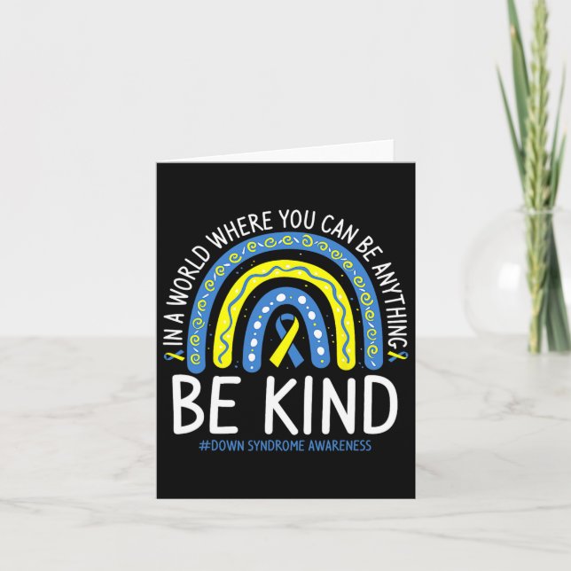 Tarjeta Be Kind Rainbow World Down Syndrome Awareness Day (Anverso)