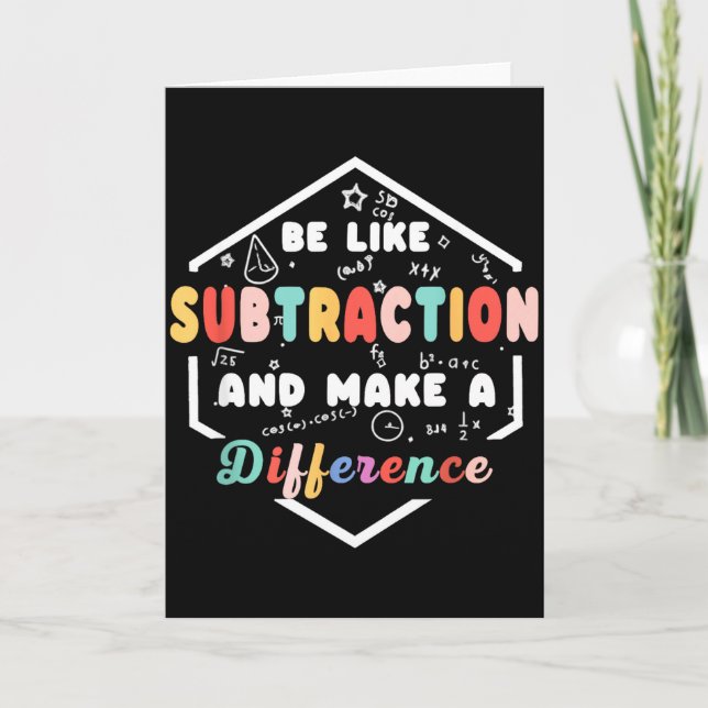 Tarjeta Be Like Subtraction Math Quote Chalkboard Teacher  (Anverso)