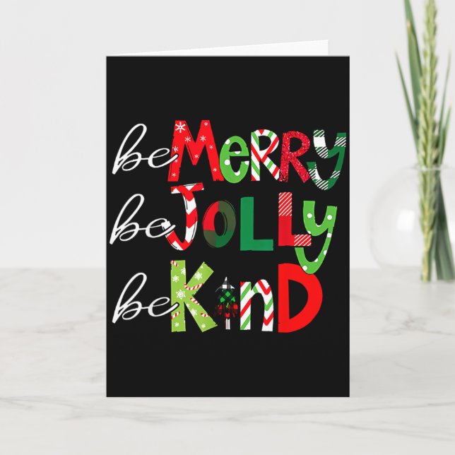 Tarjeta Be Merry Be Jolly Be Kind Merry Christmas Teacher  (Anverso)