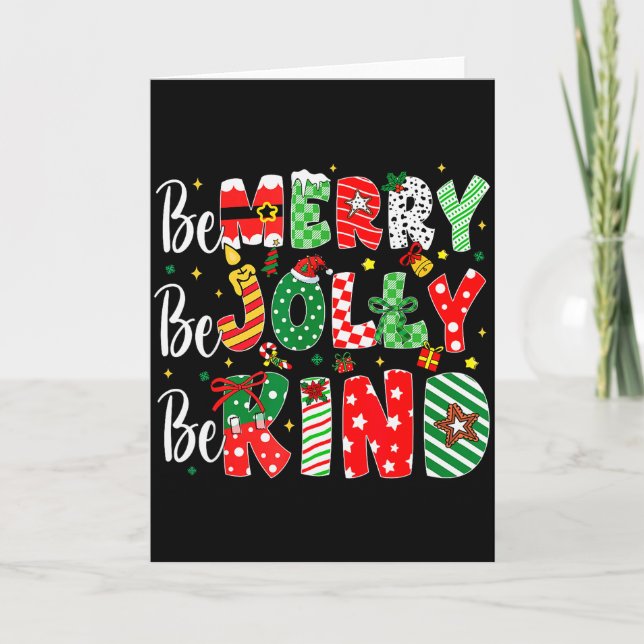 Tarjeta Be Merry Be Jolly Be Kind Merry Christmas Teacher  (Anverso)