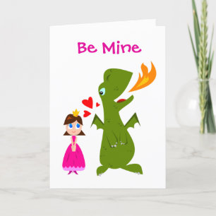 Tarjeta Be Mine Princess Y Dinosaur Valentine