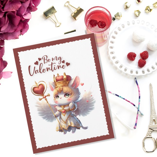 Tarjeta Be My Valentine Cute Chibi Cat Valentine Holiday (Subido por el creador)