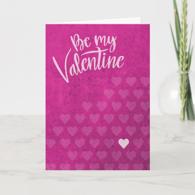 Tarjeta Be My Valentine Valentine's Day Pink Grunge Hearts (Anverso)