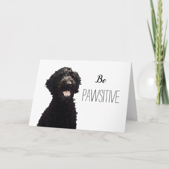 Tarjeta Be Pawsitive - Labradoodle (Anverso)