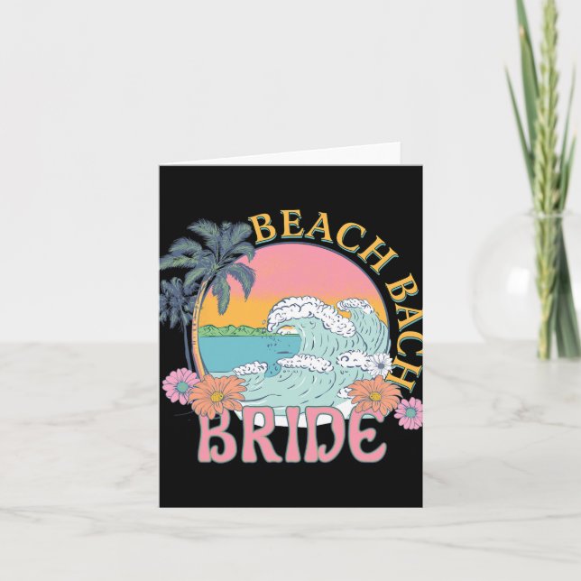 Tarjeta Beach Bach Bride Brida Bridesmaid Retro Summer Bac (Anverso)