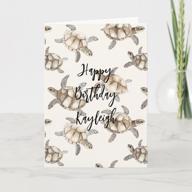 Tarjeta Beach Coast Ocean Sea Turtles Birthday (Anverso)